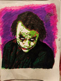 Original 8x11 color portrait of Heath Ledger as the Joker with pink and purple background