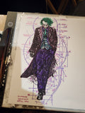 Original 5x7 ink drawing of Heath Ledger Joker full body with geometric blueprint background