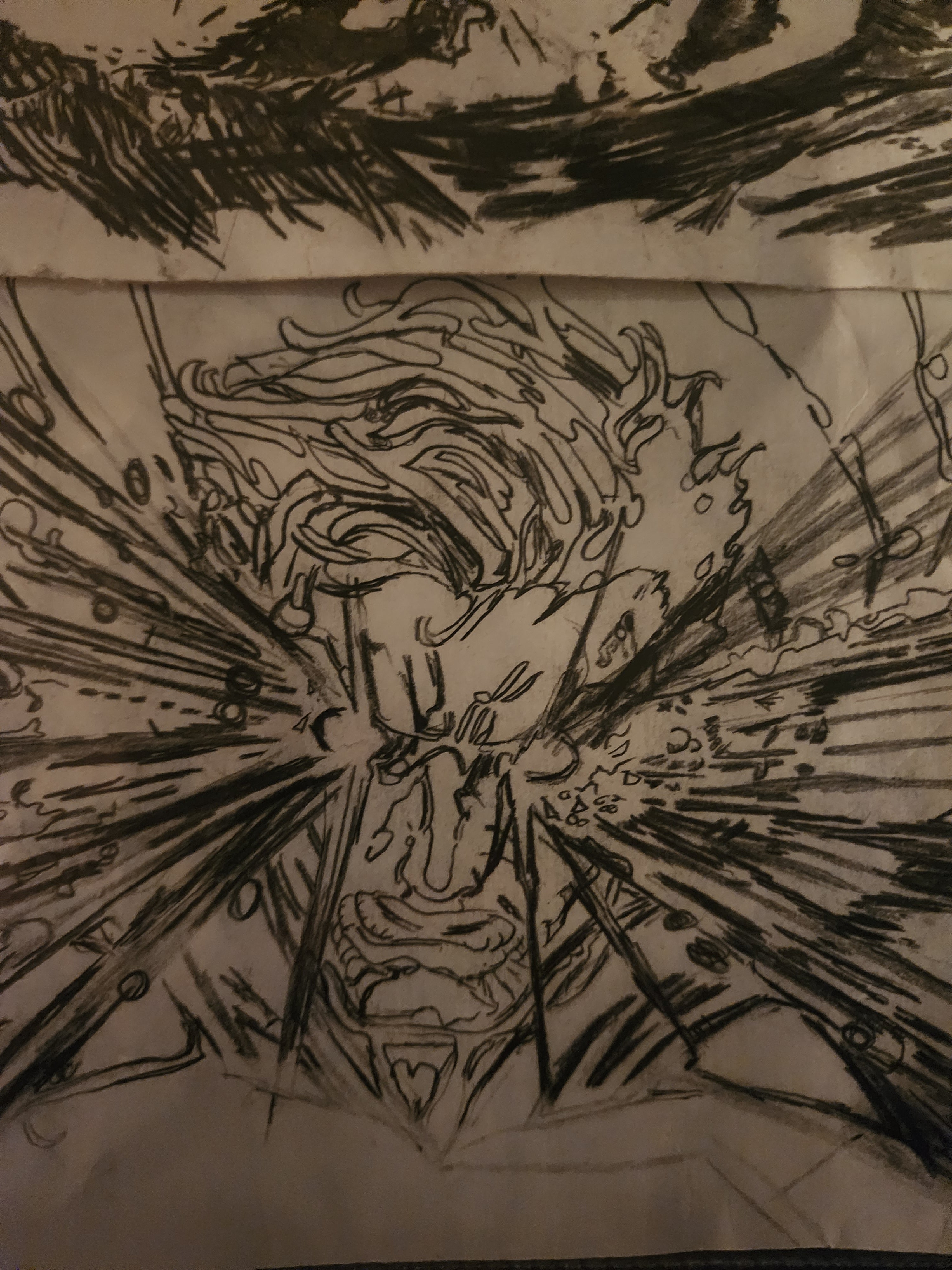 Homelander concept sketch pencil art print 5x7 with energy burst