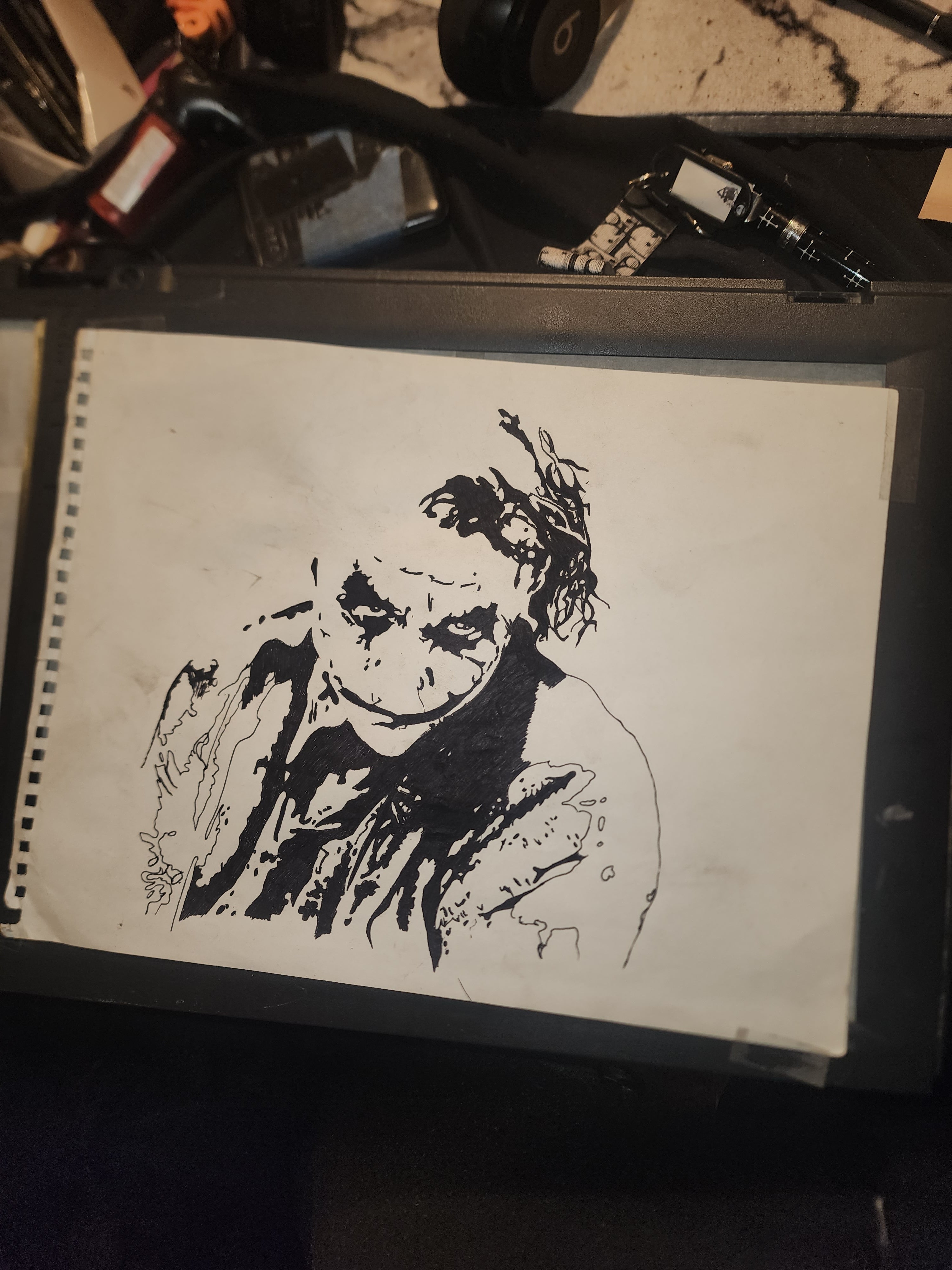 The Joker bold black ink portrait art print 8x11