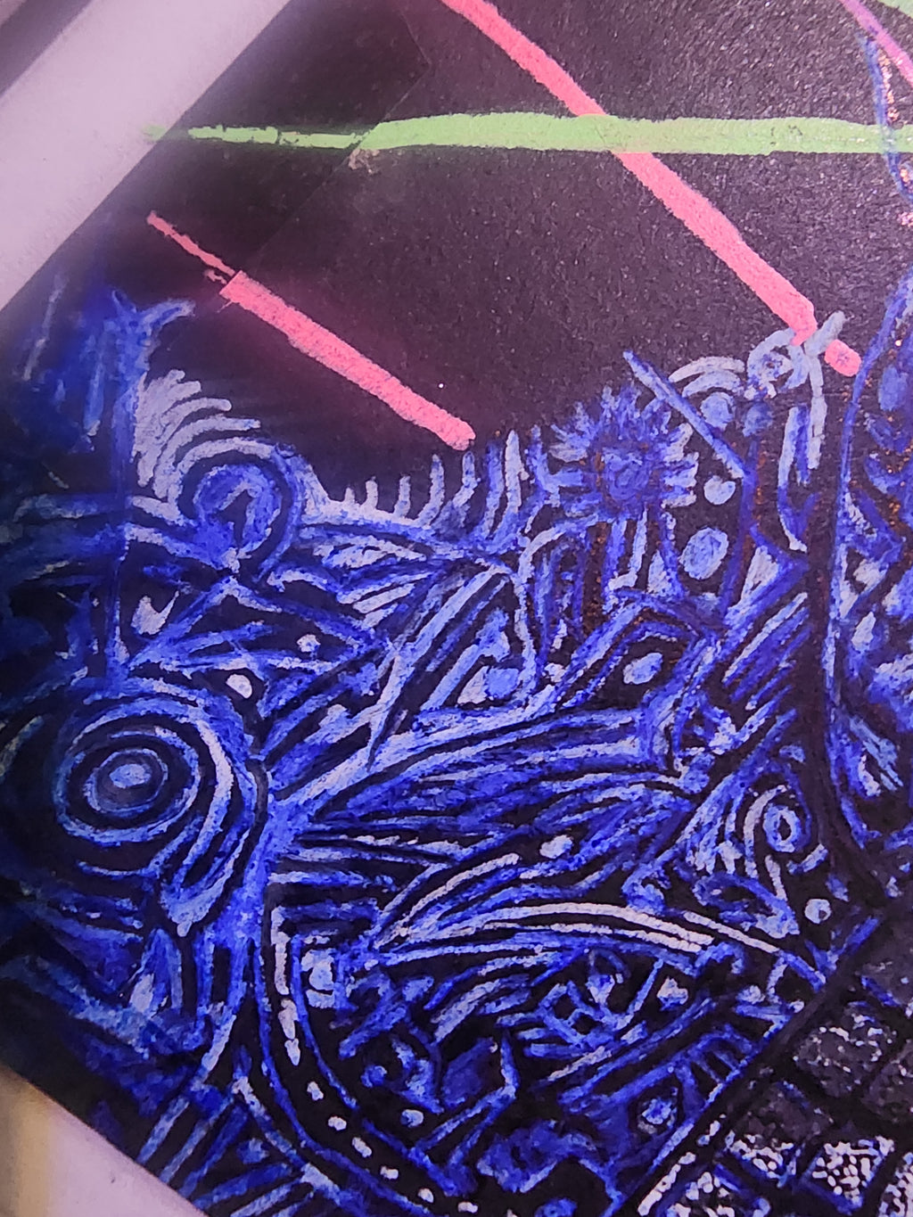 Close up of micro bar scene hidden in the mechanical side of Spider-Man artwork