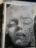 Original 5x7 pencil and charcoal biomechanical portrait drawing