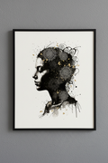 High contrast dark ink portrait art print by Inkful Minds