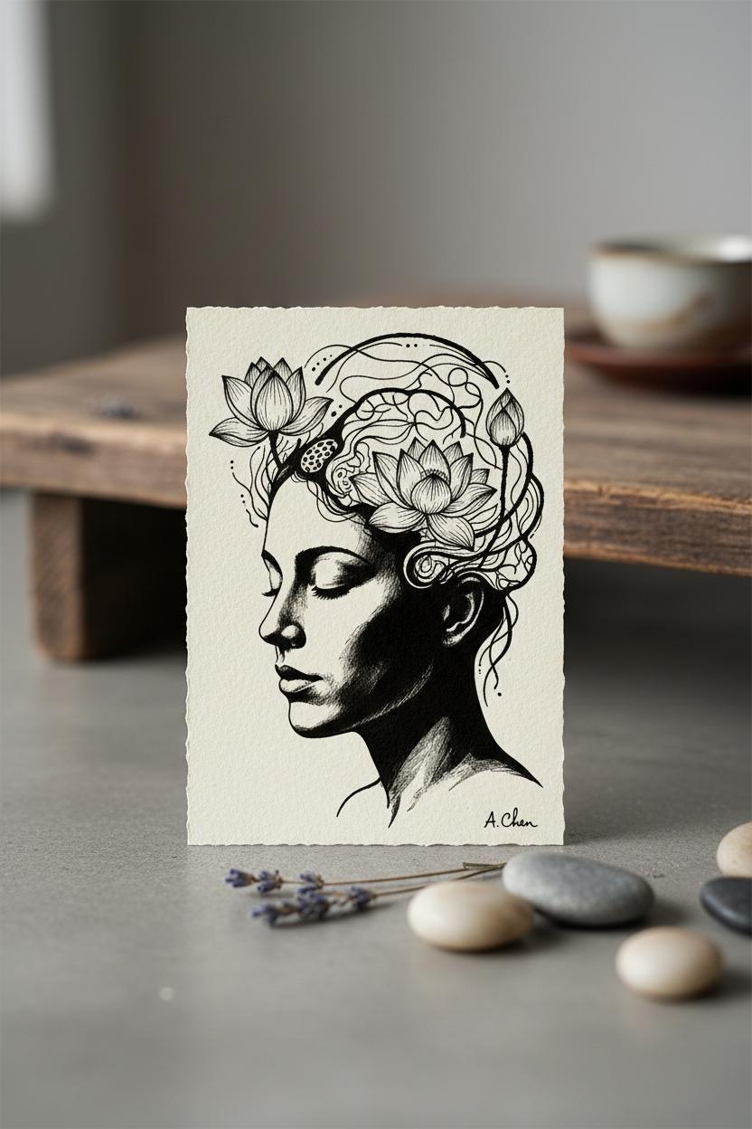 4x6 dark ink portrait mini art print by Inkful Minds